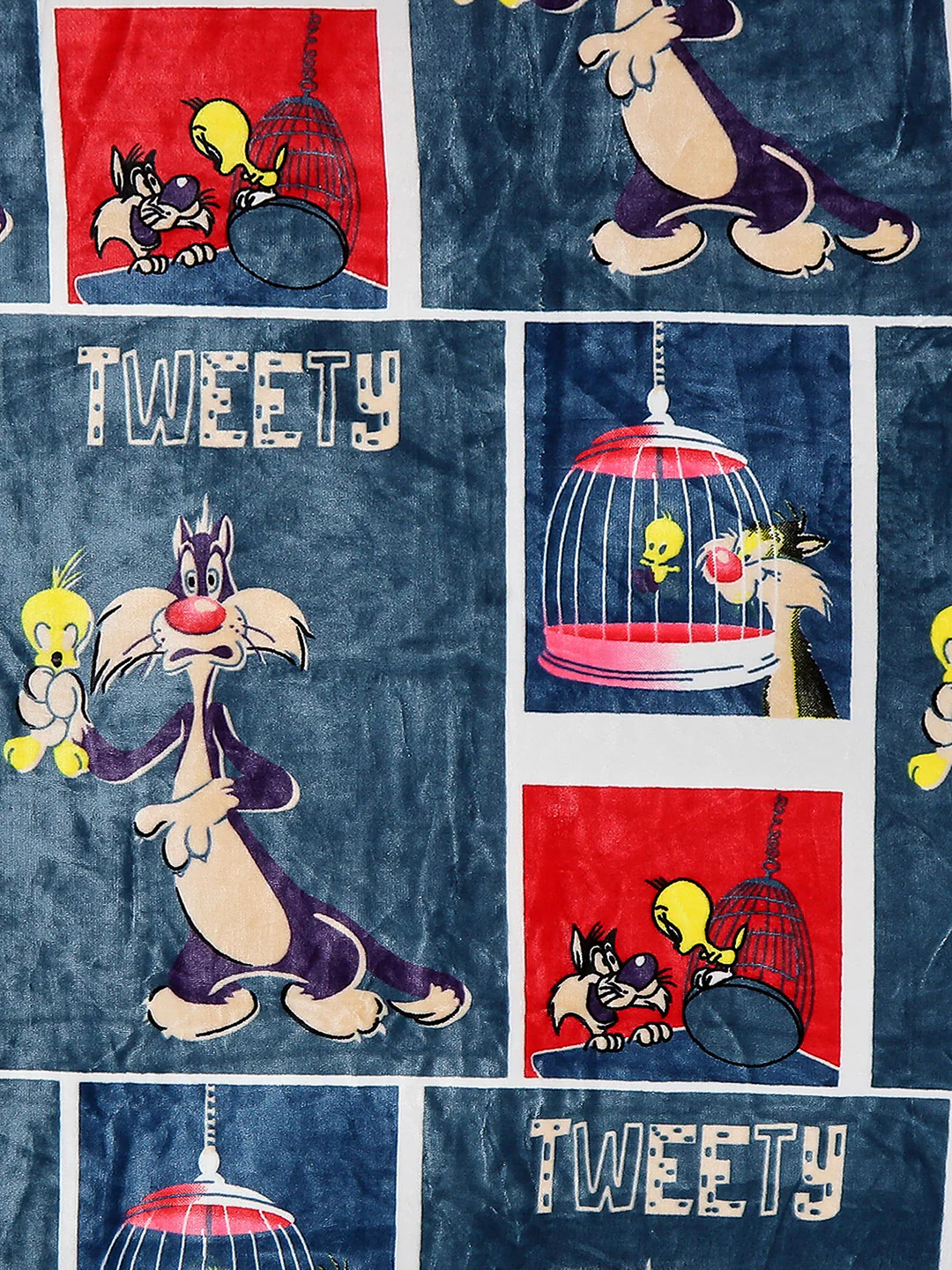 Tweety Bird Printed Plush Cartoon Network Blue Baby Blanket - Image 5