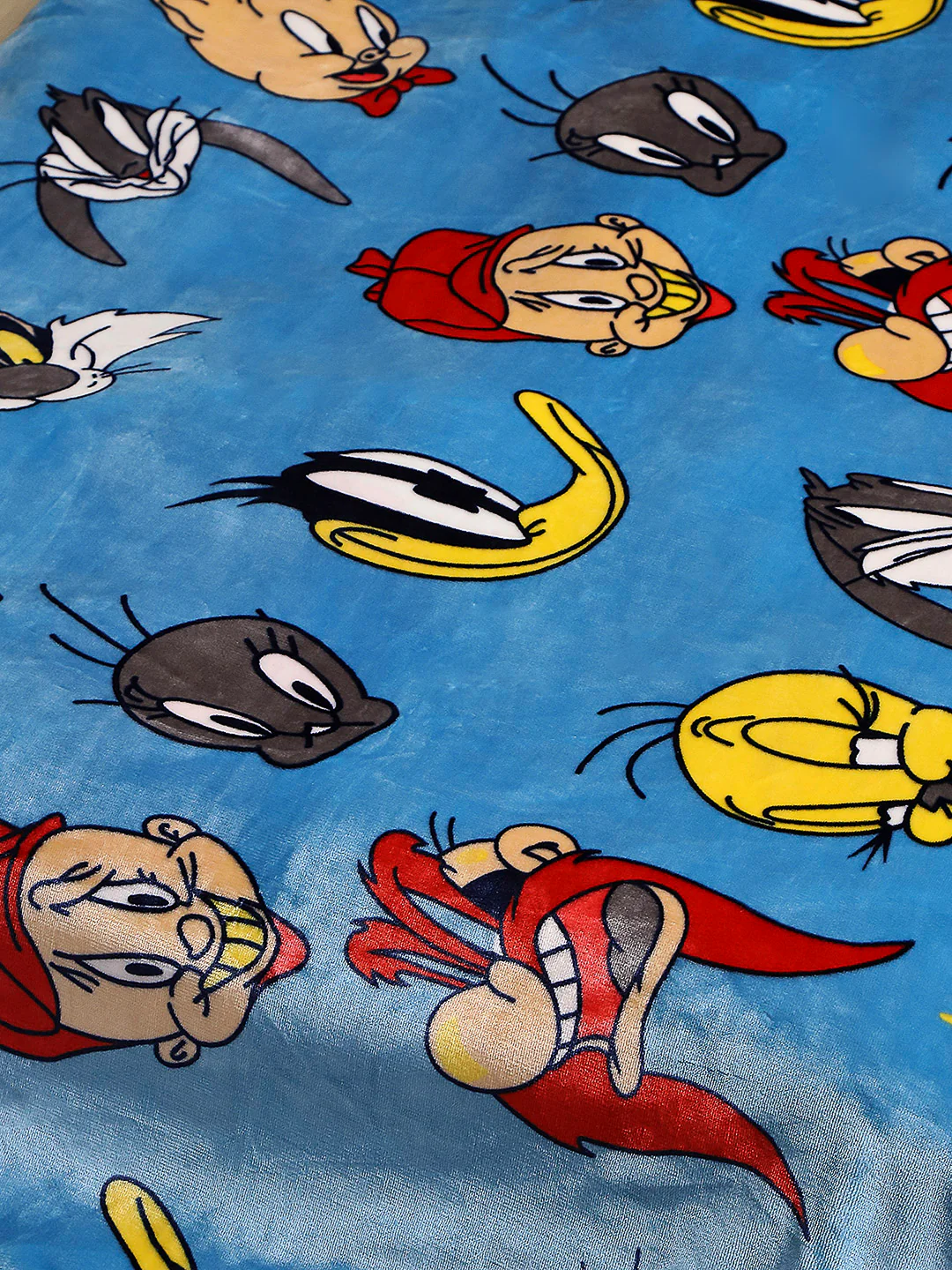 Looney Tunes Printed Soft Plush Cartoon Network Blue Baby Blanket - Image 2