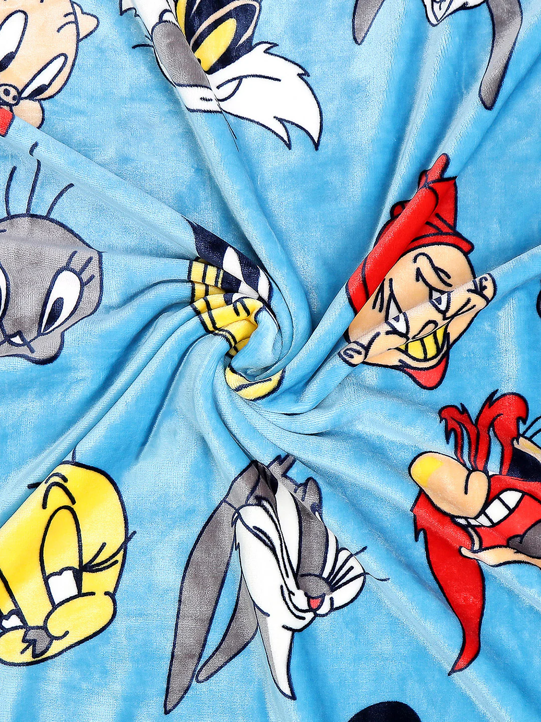 Looney Tunes Printed Soft Plush Cartoon Network Blue Baby Blanket - Image 6