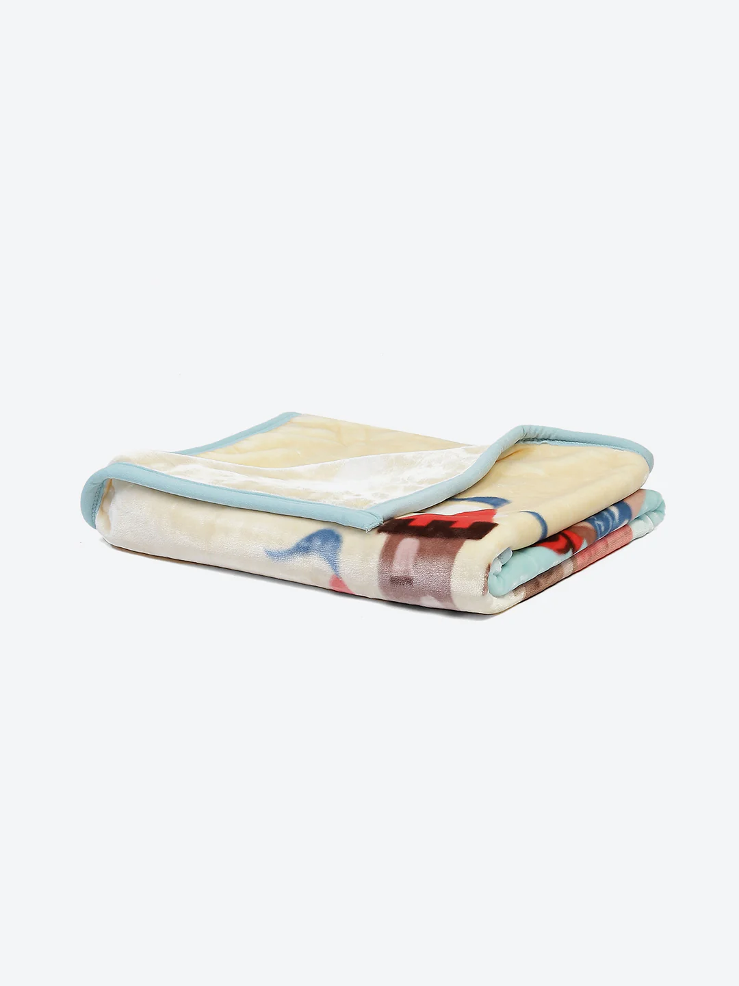 Cartoon Castle Printed Velvety Yellow and Blue Baby Blanket - Image 3