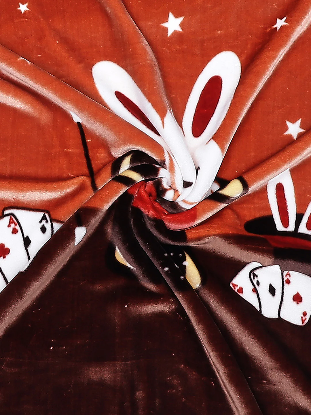 Cartoon Rabbit Printed Velvety Brown Baby Blanket - Image 5