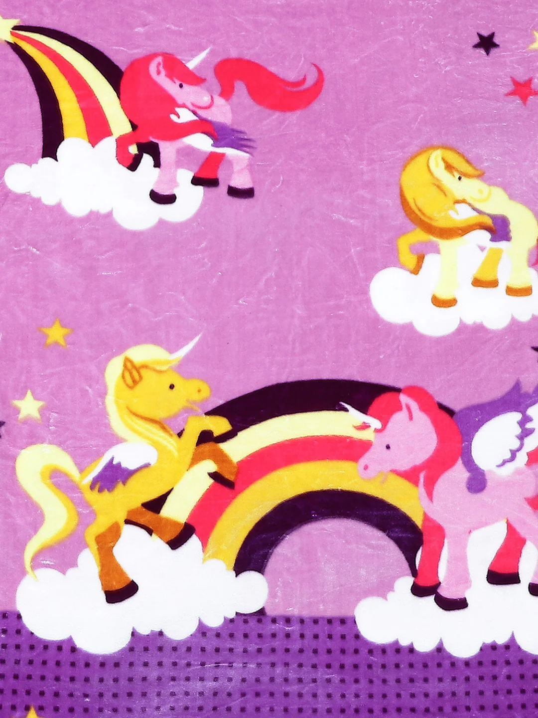 Cartoon Unicorn Printed Velvety Pink Baby Blanket - Image 4