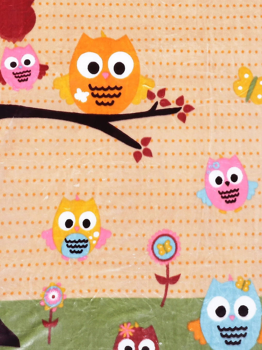 Cartoon Birds Printed Plush Yellow Baby Blanket - Image 4