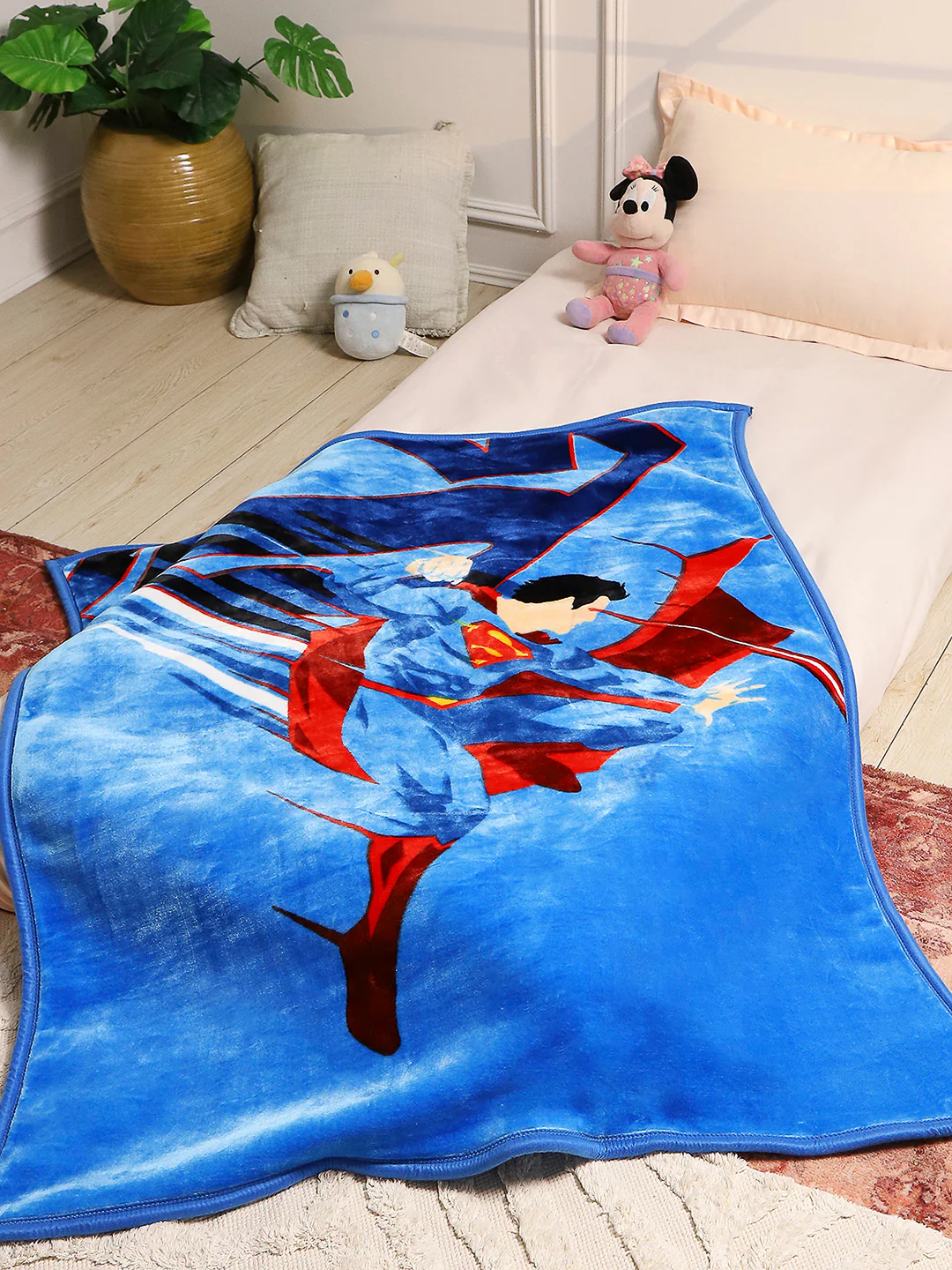Superman Printed Ultra-Soft Cartoon Network Blue Baby Blanket