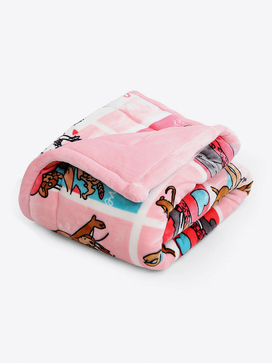 Tom and Jerry Print Velvety Soft Pink Baby Blanket Set with Matching Comforter, Bedsheet, Neck Pillow, and Bolsters - Image 3