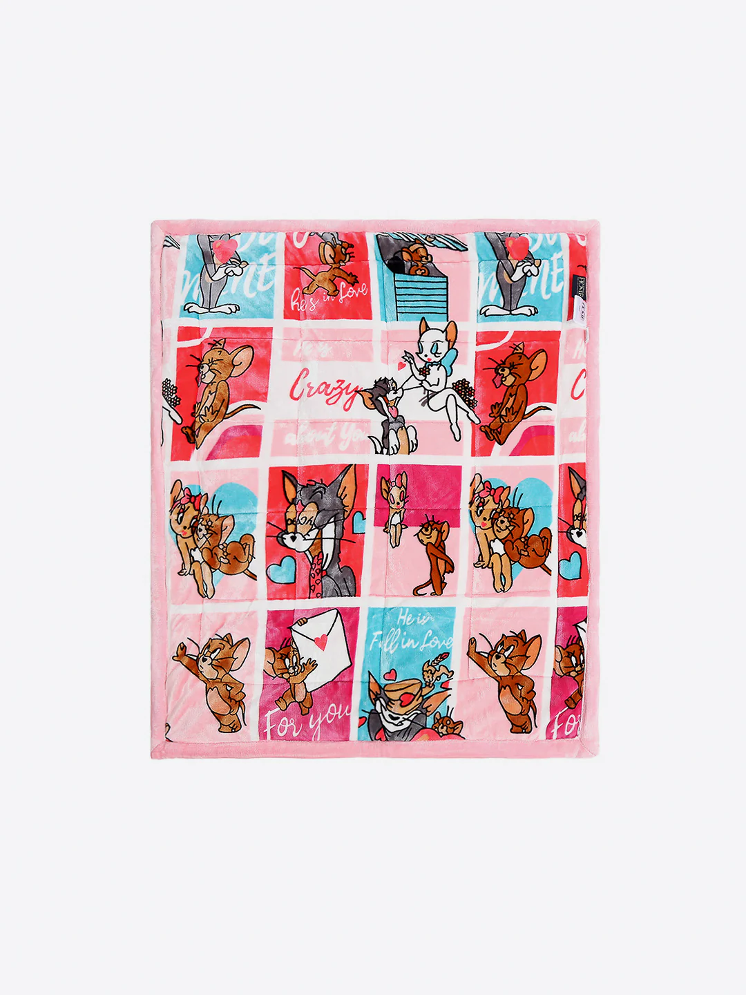 Tom and Jerry Print Velvety Soft Pink Baby Blanket Set with Matching Comforter, Bedsheet, Neck Pillow, and Bolsters - Image 5