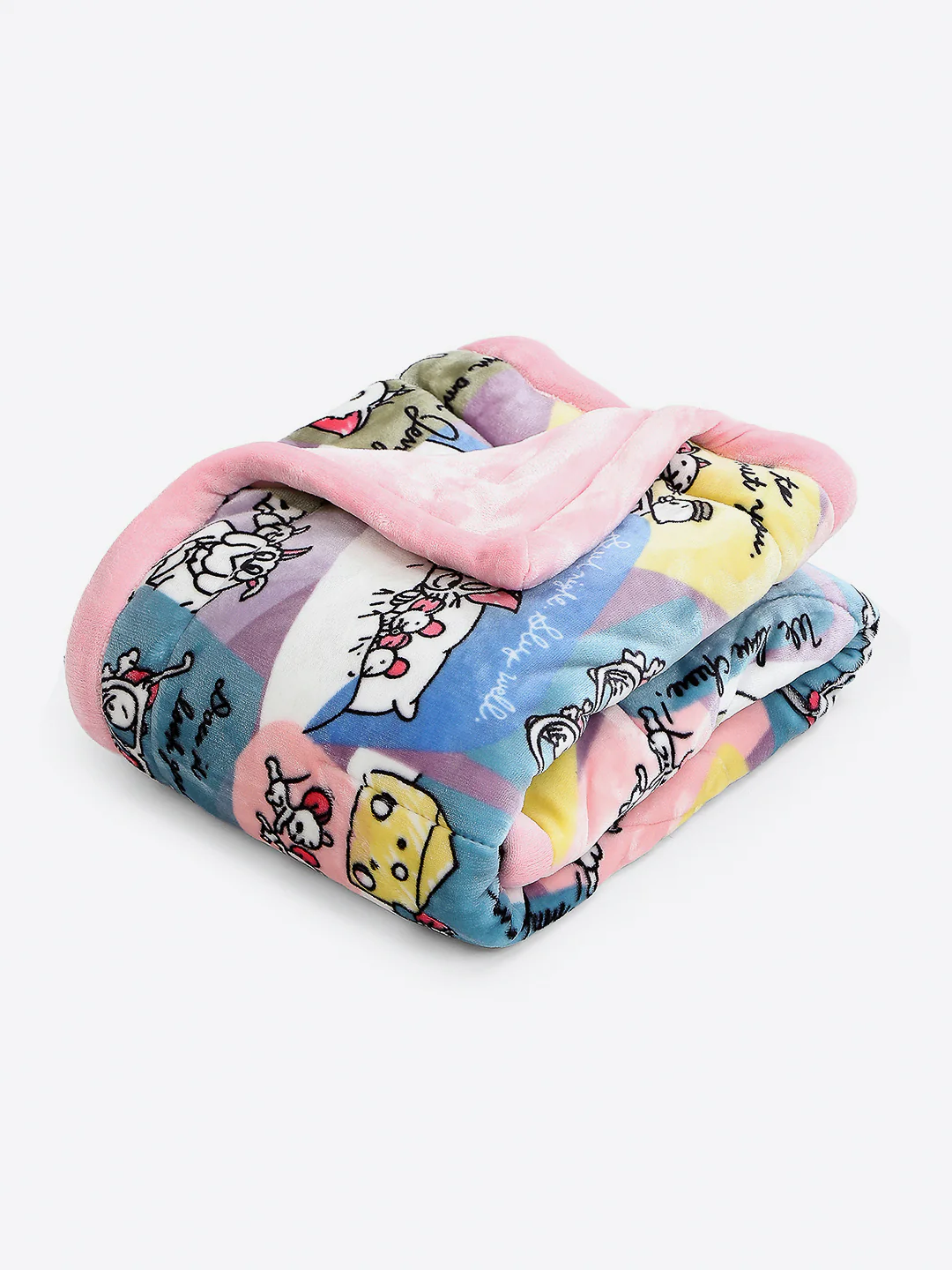 Tom and Jerry Print Plush Multicolor Baby Blanket Set with Matching Comforter, Bedsheet, Neck Pillow, and Bolsters - Image 3