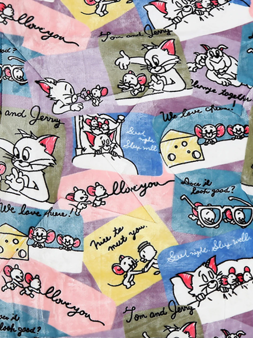 Tom and Jerry Print Plush Multicolor Baby Blanket Set with Matching Comforter, Bedsheet, Neck Pillow, and Bolsters - Image 6