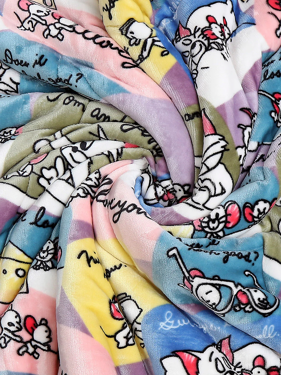 Tom and Jerry Print Plush Multicolor Baby Blanket Set with Matching Comforter, Bedsheet, Neck Pillow, and Bolsters - Image 7