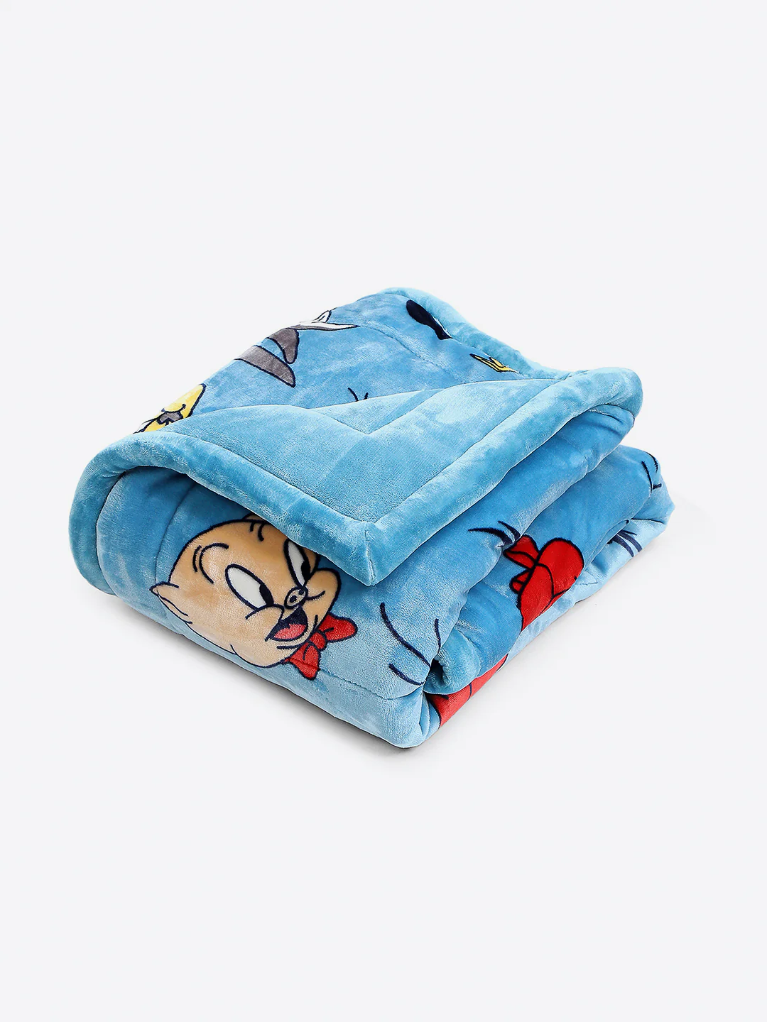 Looney Tunes Print Velvety Soft Blue Baby Blanket Set with Matching Comforter, Bedsheet, Neck Pillow, and Bolsters - Image 3
