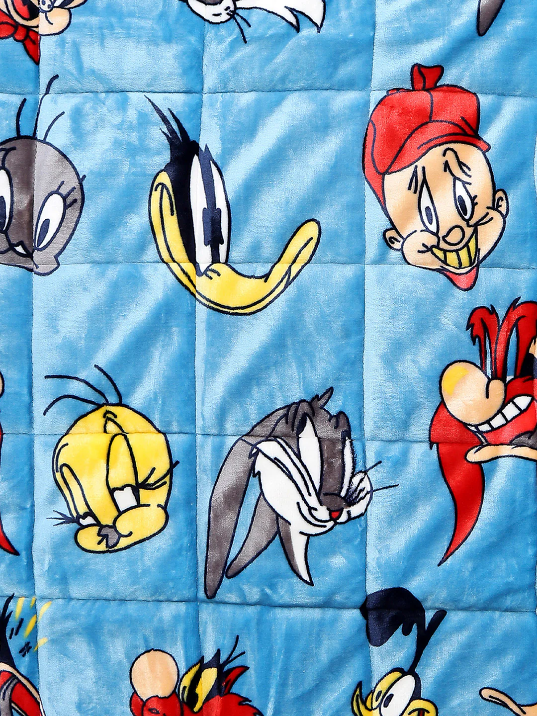 Looney Tunes Print Velvety Soft Blue Baby Blanket Set with Matching Comforter, Bedsheet, Neck Pillow, and Bolsters - Image 5