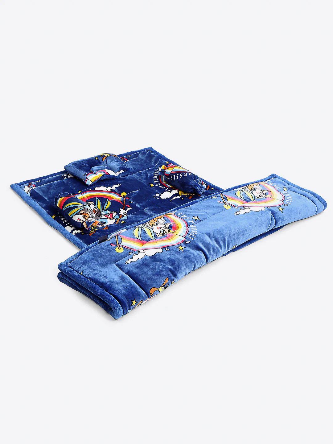 Looney Tunes Print Ultra Soft Blue Baby Blanket Set with Matching Comforter, Bedsheet, Neck Pillow, and Bolsters - Image 2
