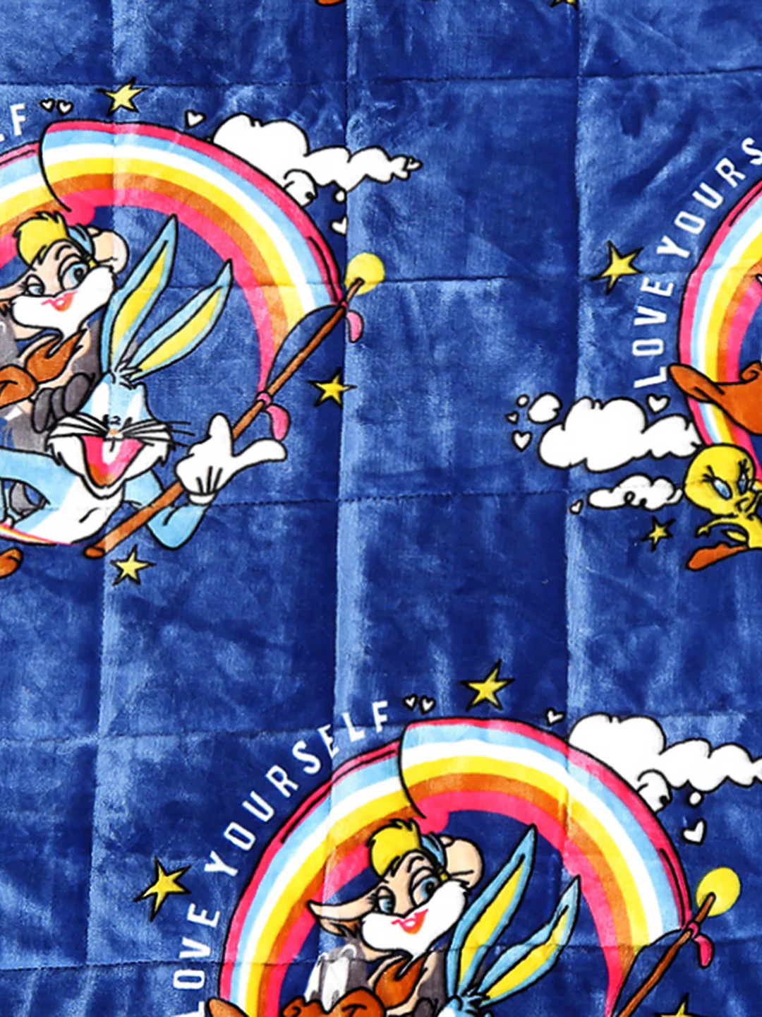 Looney Tunes Print Ultra Soft Blue Baby Blanket Set with Matching Comforter, Bedsheet, Neck Pillow, and Bolsters - Image 6