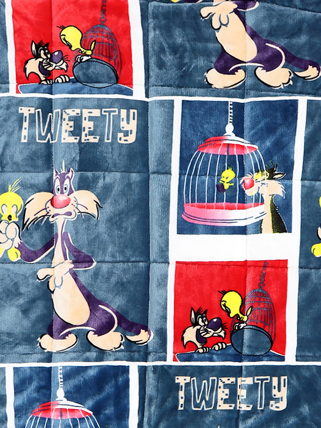Tweety Bird Print Plush Soft Blue Baby Blanket Set with Matching Comforter, Bedsheet, Neck Pillow, and Bolsters - Image 6