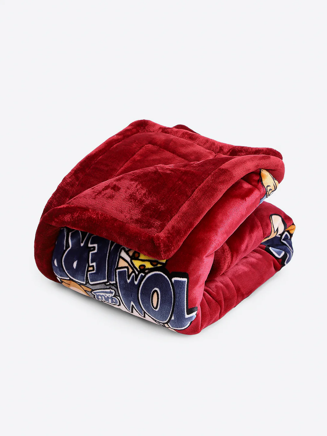 Tom and Jerry Print Velvety Red Baby Blanket Set with Matching Comforter, Bedsheet, Neck Pillow, and Bolsters - Image 3