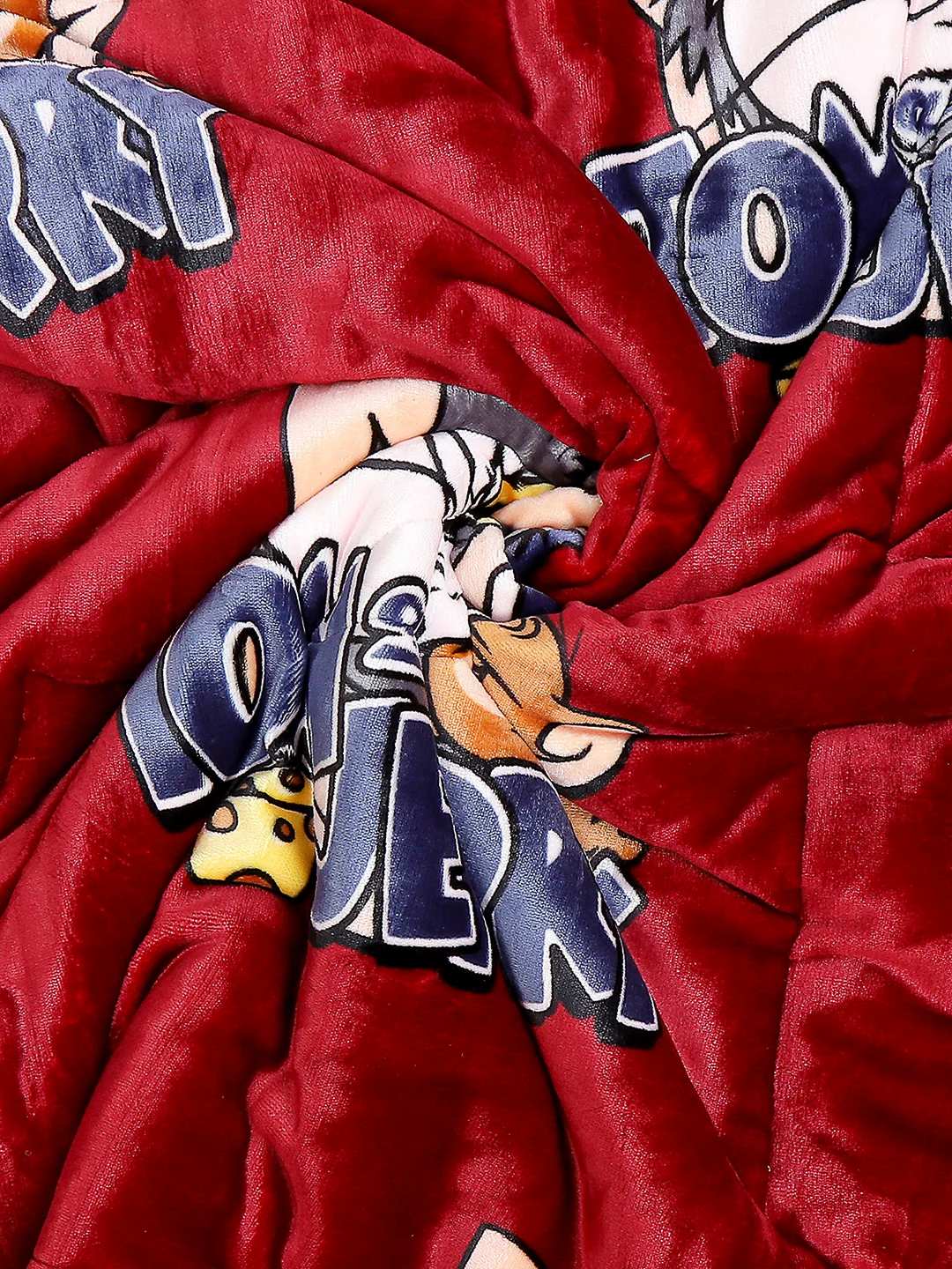Tom and Jerry Print Velvety Red Baby Blanket Set with Matching Comforter, Bedsheet, Neck Pillow, and Bolsters - Image 7