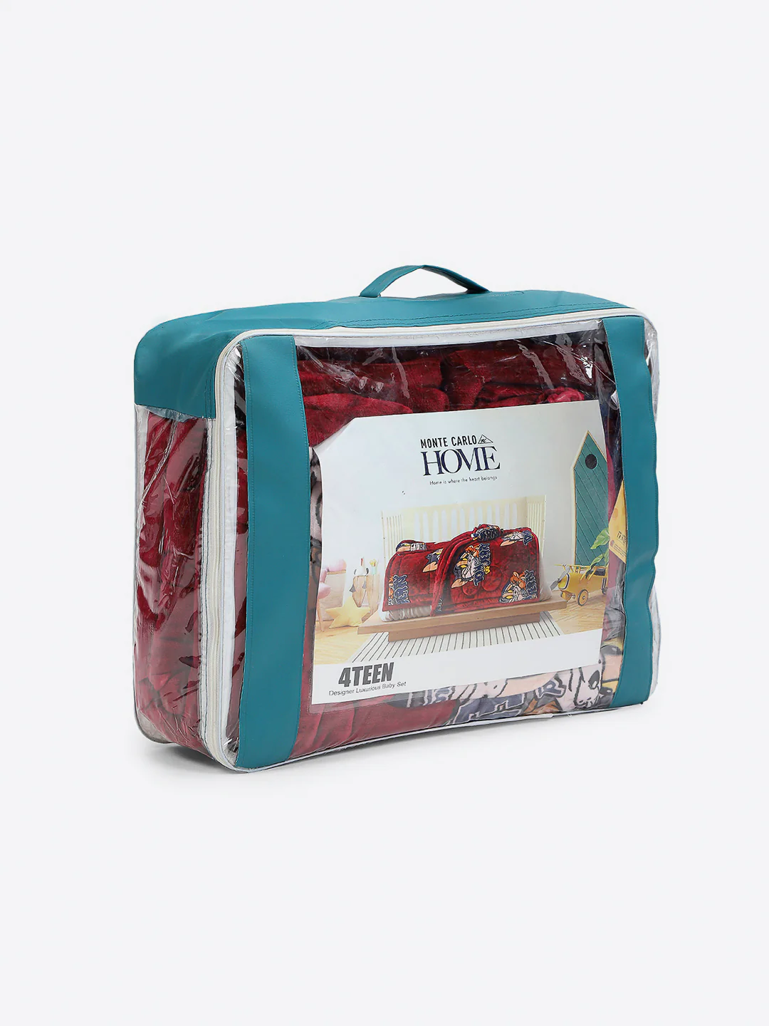 Tom and Jerry Print Velvety Red Baby Blanket Set with Matching Comforter, Bedsheet, Neck Pillow, and Bolsters - Image 8