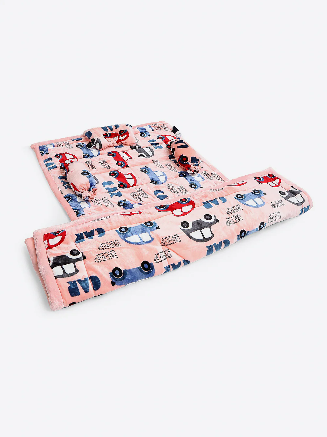 Printed Baby Blanket 3 Ply, 1609 GSM 5Pcs Set (1 Baby Comforter, 1 Bedsheet, 1 Neck Pillow & 2 Bolster) - Image 2