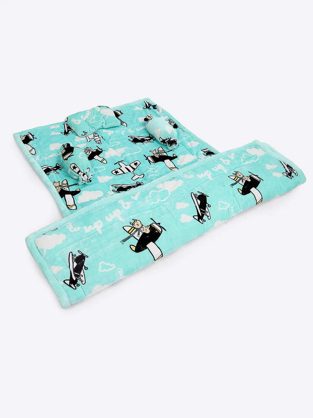 Printed Baby Blanket 3 Ply, 1609 GSM 5Pcs Set (1 Baby Comforter, 1 Bedsheet, 1 Neck Pillow & 2 Bolster) - Image 2