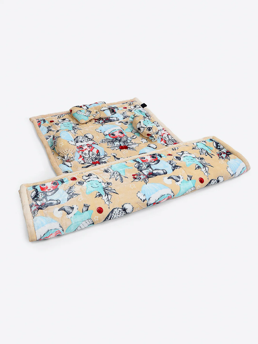 Printed Baby Blanket 3 Ply, 1609 GSM 5Pcs Set (1 Baby Comforter, 1 Bedsheet, 1 Neck Pillow & 2 Bolster) - Image 2
