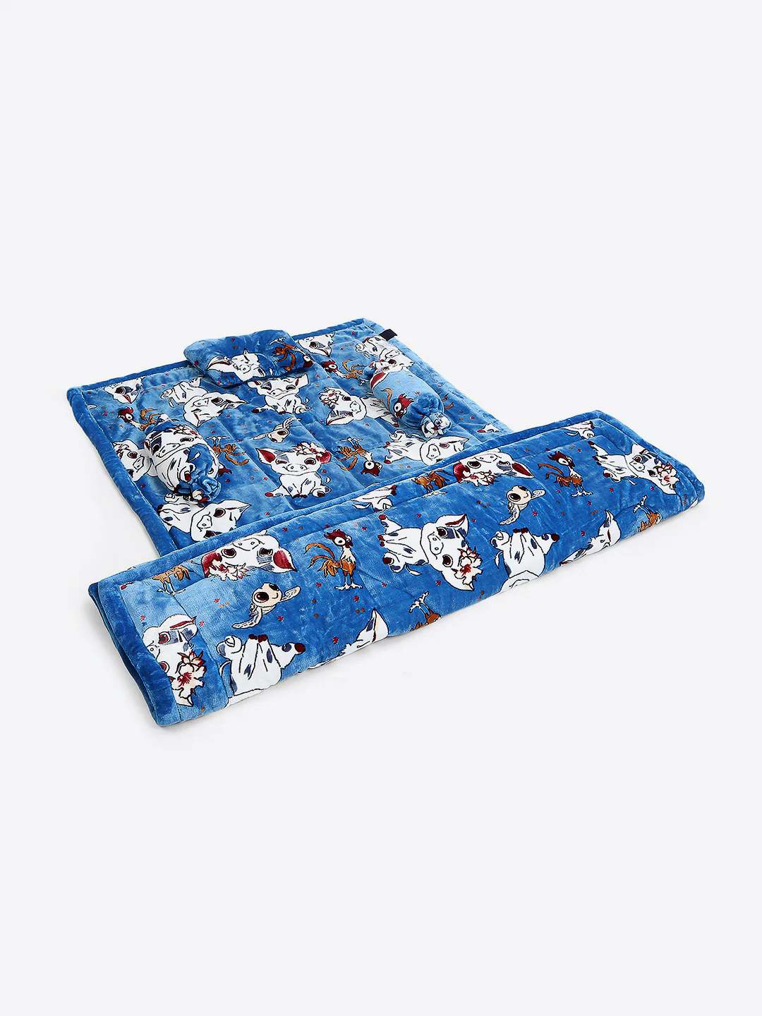 Moana Print Plush Soft Disney Blue Baby Blanket Set with Matching Comforter, Bedsheet, Neck Pillow, and Bolsters - Image 2