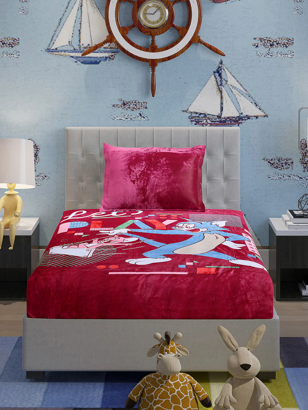 Printed Baby Winter Bedsheet 1 Ply, 370 GSM, 1.3 kg (Super Hero) - Image 3
