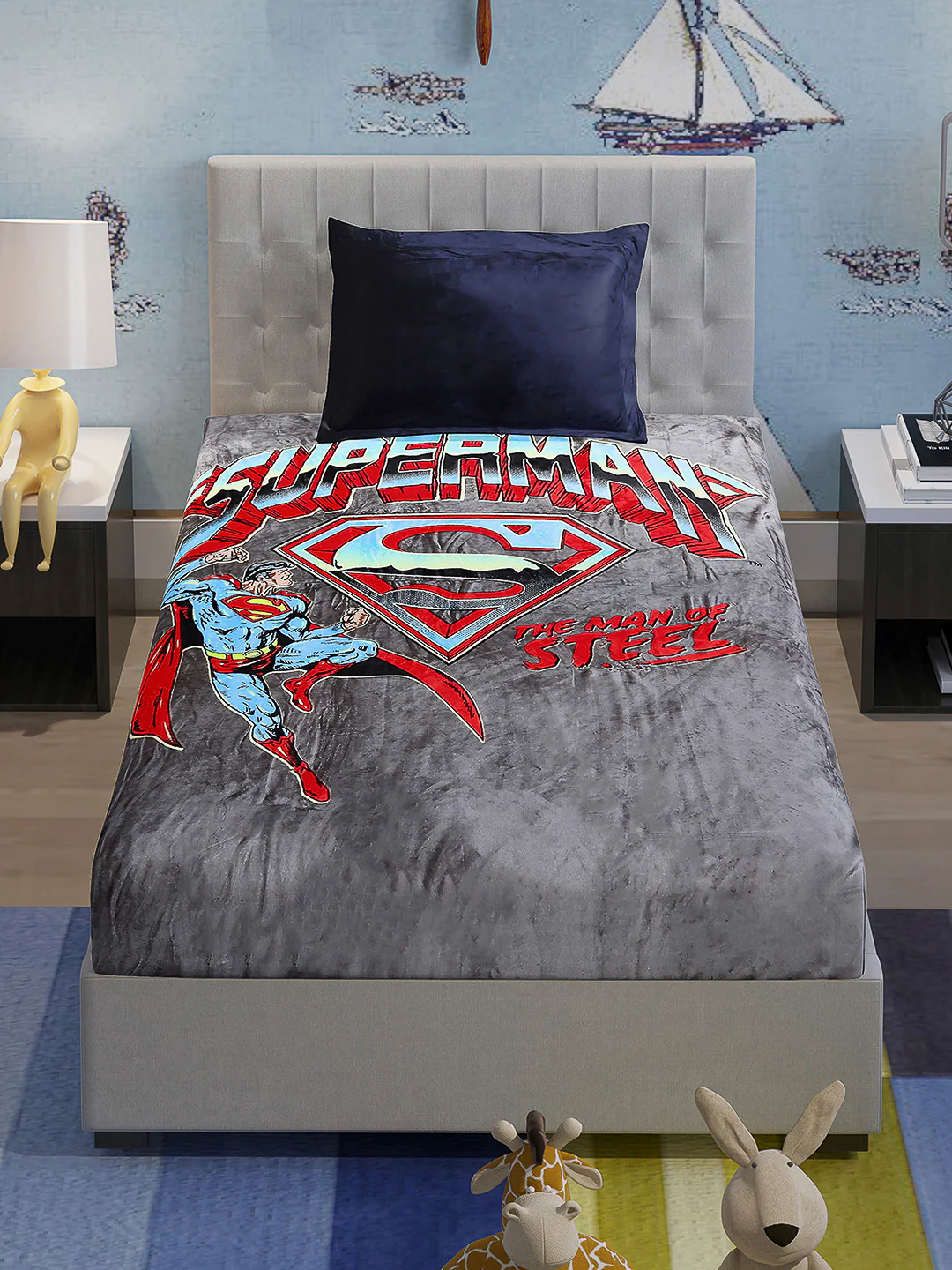 Printed Baby Winter Bedsheet 1 Ply, 370 GSM, 1.3 kg (Super Hero) - Image 2