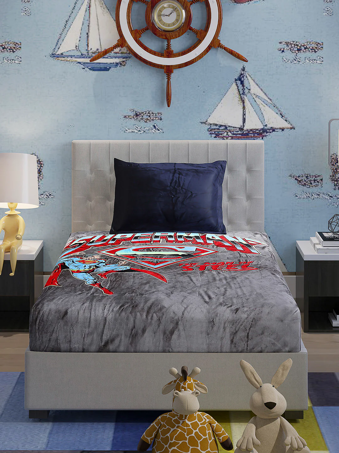 Printed Baby Winter Bedsheet 1 Ply, 370 GSM, 1.3 kg (Super Hero) - Image 3