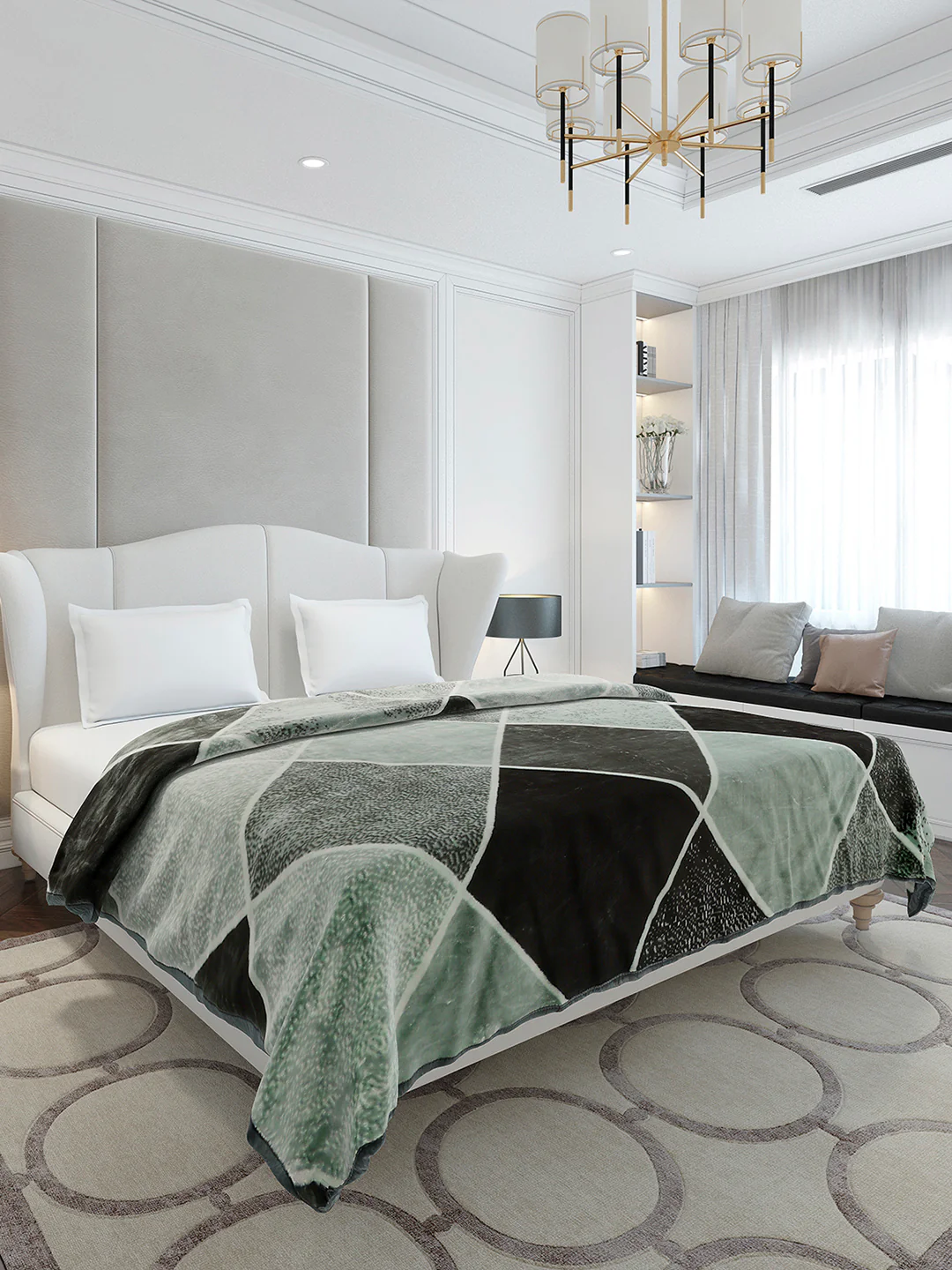 Printed Double Bed 1 Ply, 606 GSM Blanket for Mild Winter - (Denny PVC) - Image 4
