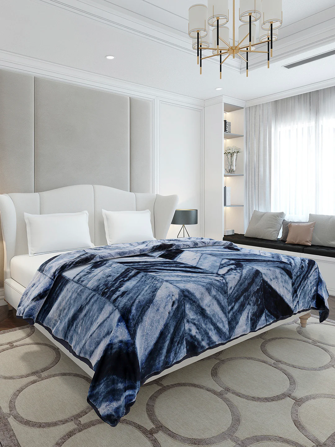Printed Double Bed 1 Ply, 606 GSM Blanket for Mild Winter - (Denny PVC) - Image 4