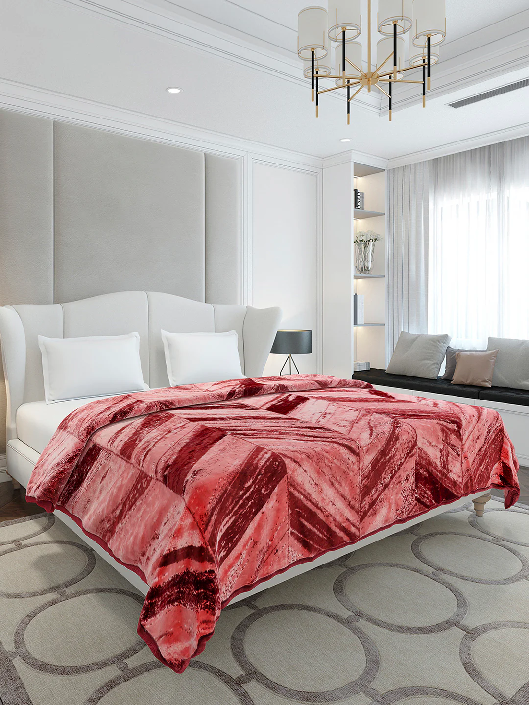 Printed Double Bed 1 Ply, 606 GSM Blanket for Mild Winter - (Denny PVC) - Image 4