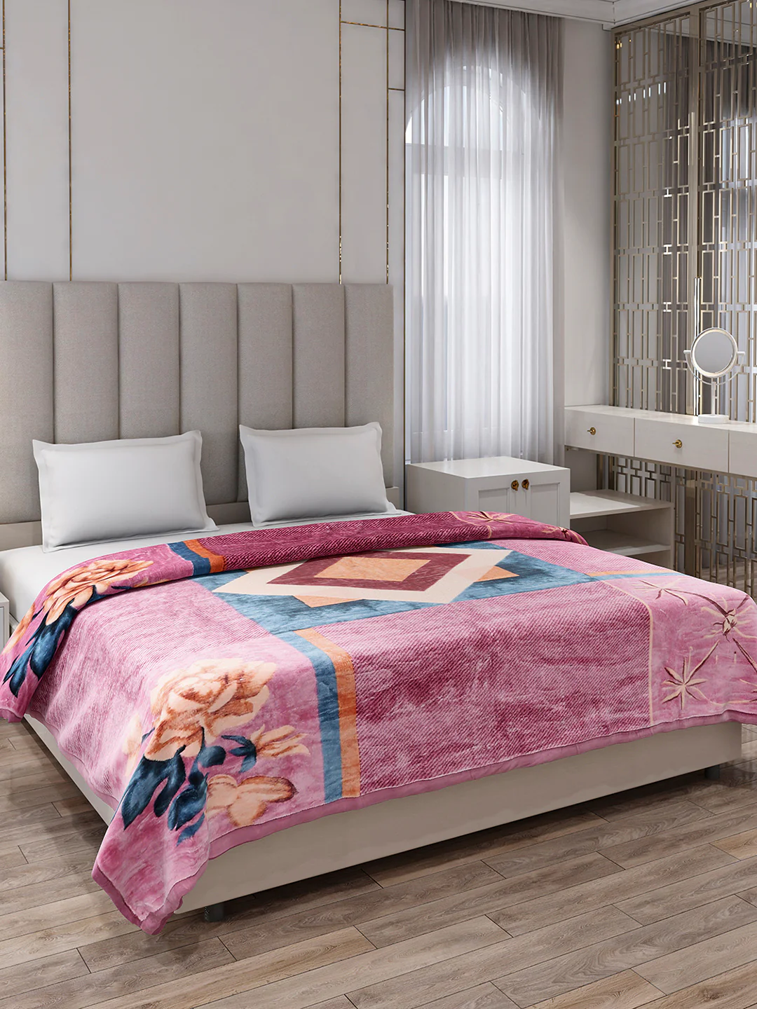Printed Double Bed 1 Ply Blanket for Mild Winter - (Regal) - Image 4