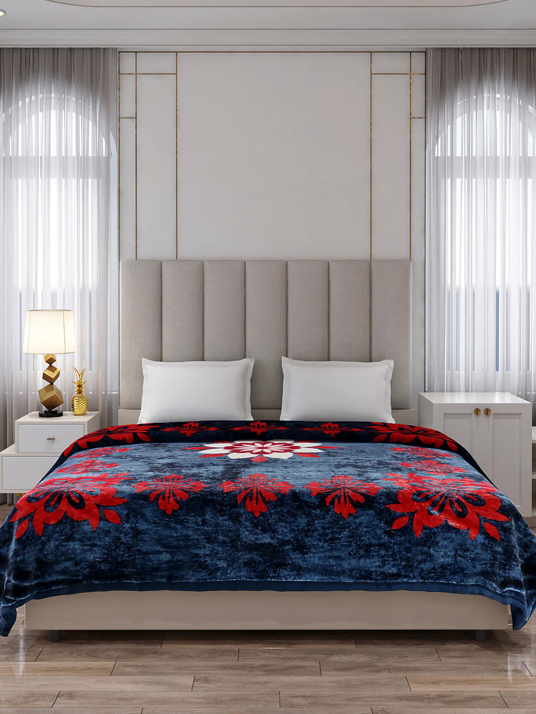 Printed Double Bed 1 Ply, 549 GSM Blanket for Mild Winter - (Roman Box) - Image 2