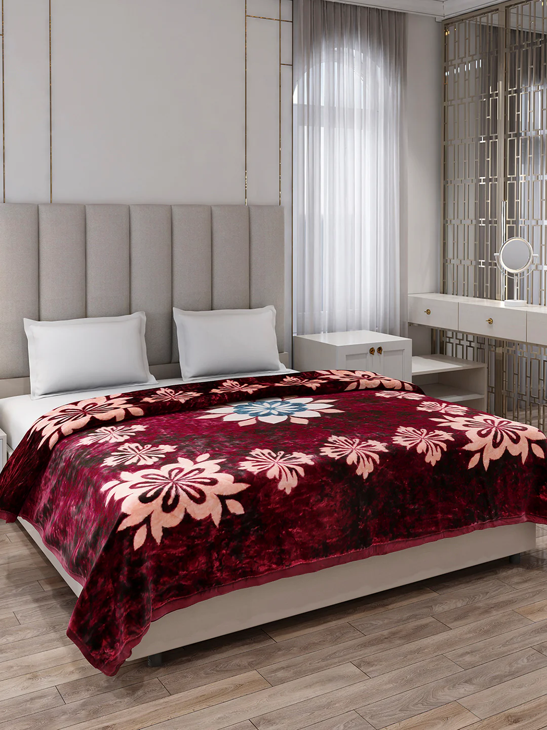 Printed Double Bed 1 Ply, 549 GSM Blanket for Mild Winter - (Roman Box) - Image 4