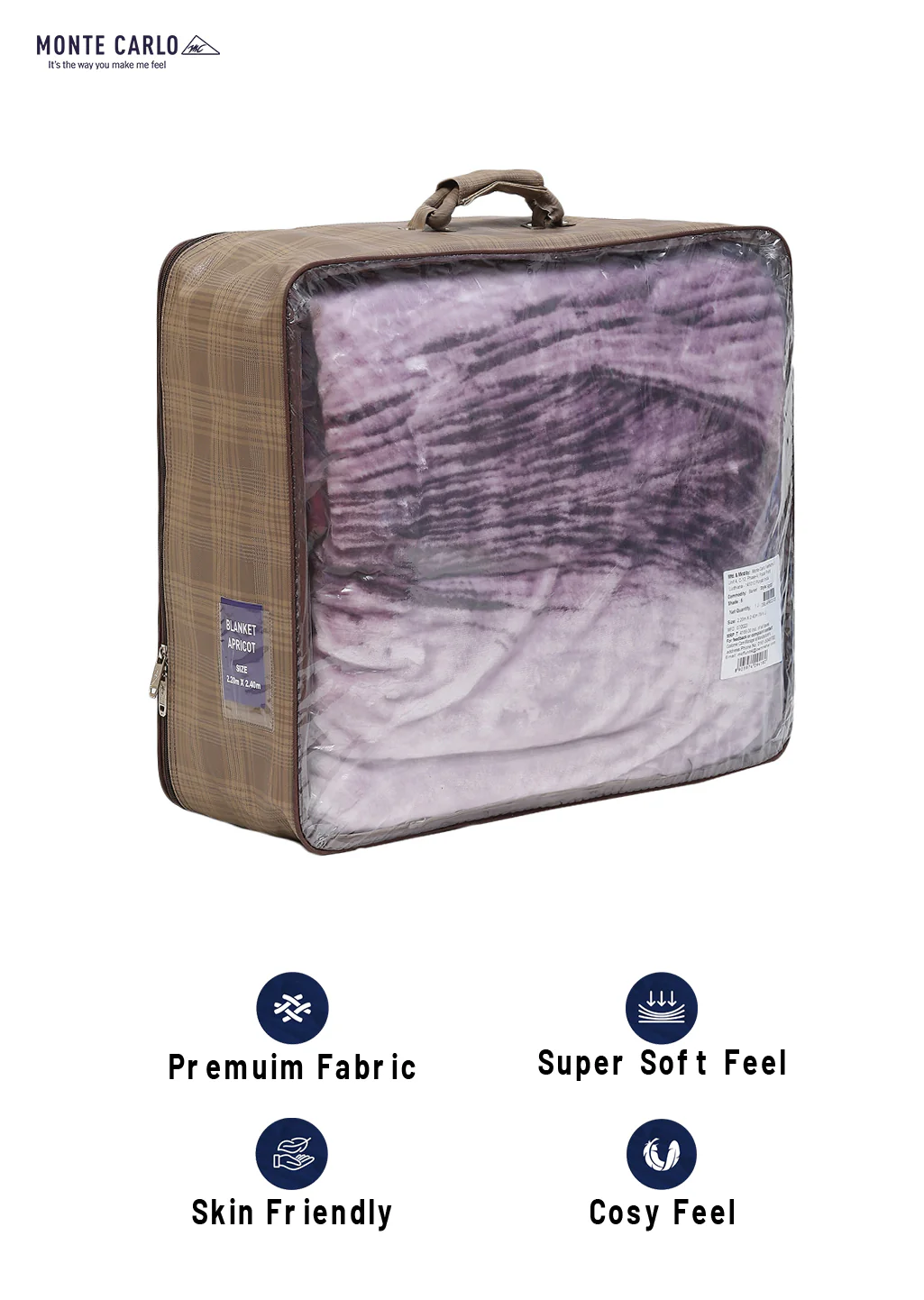 Printed Double Bed 1041 GSM Blanket Apricot 2 Ply (Weight 5.5 kg) - Image 8