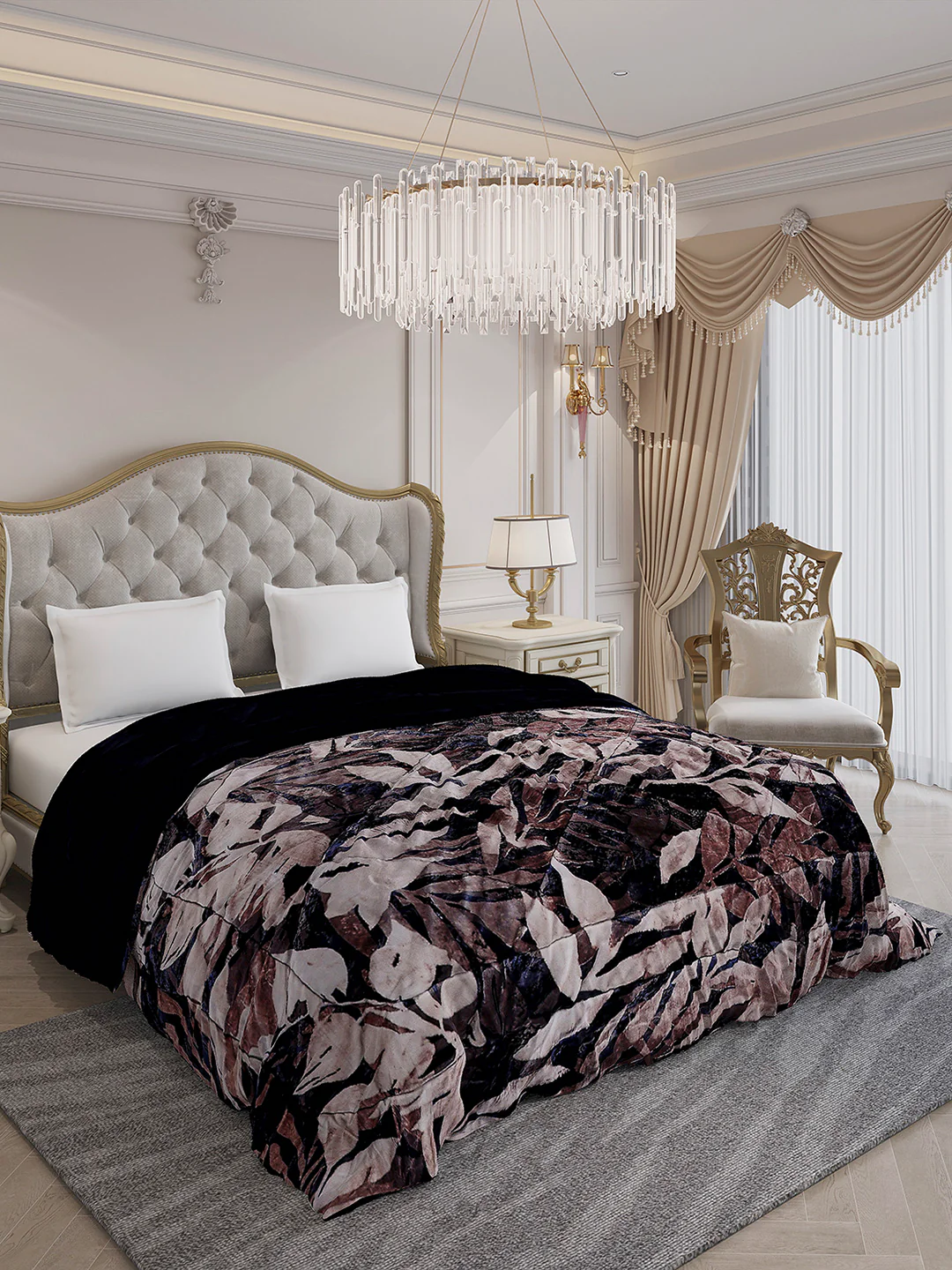 Printed Double Bed 1061 GSM Comforter for Winter - (Wisdom Gold) - Image 4