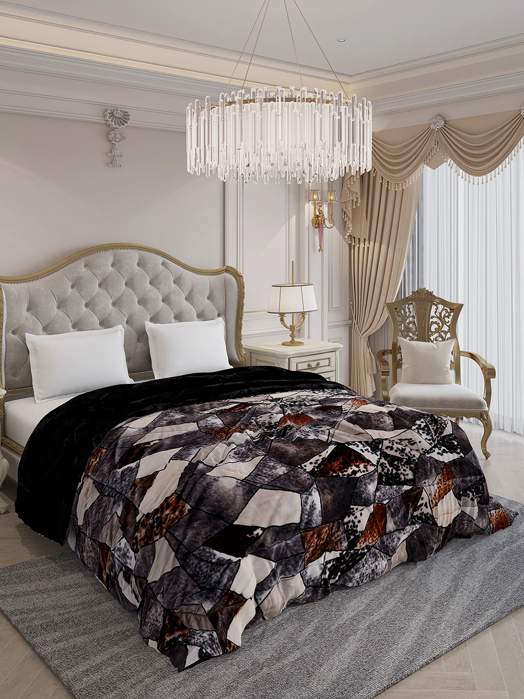 Printed Double Bed 1061 GSM Comforter for Winter - (Wisdom Gold) - Image 4
