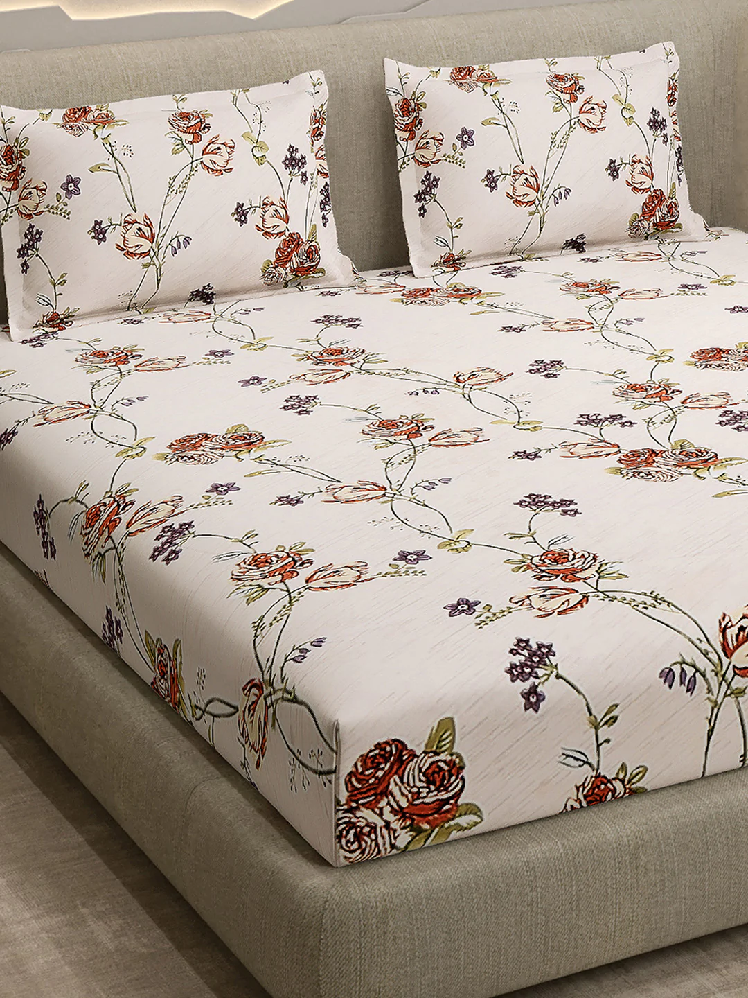 Printed Double Bed 130 GSM 4 Pc Bedding Set (1 Bedsheet, 1 AC Comforter & 2 Pillow Cover) - Image 8