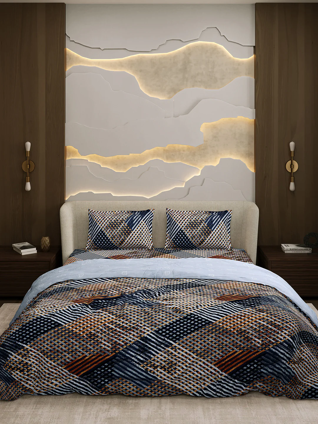 Printed Double Bed 130 GSM 4 Pc Bedding Set (1 Bedsheet, 1 AC Comforter & 2 Pillow Cover) - Image 2