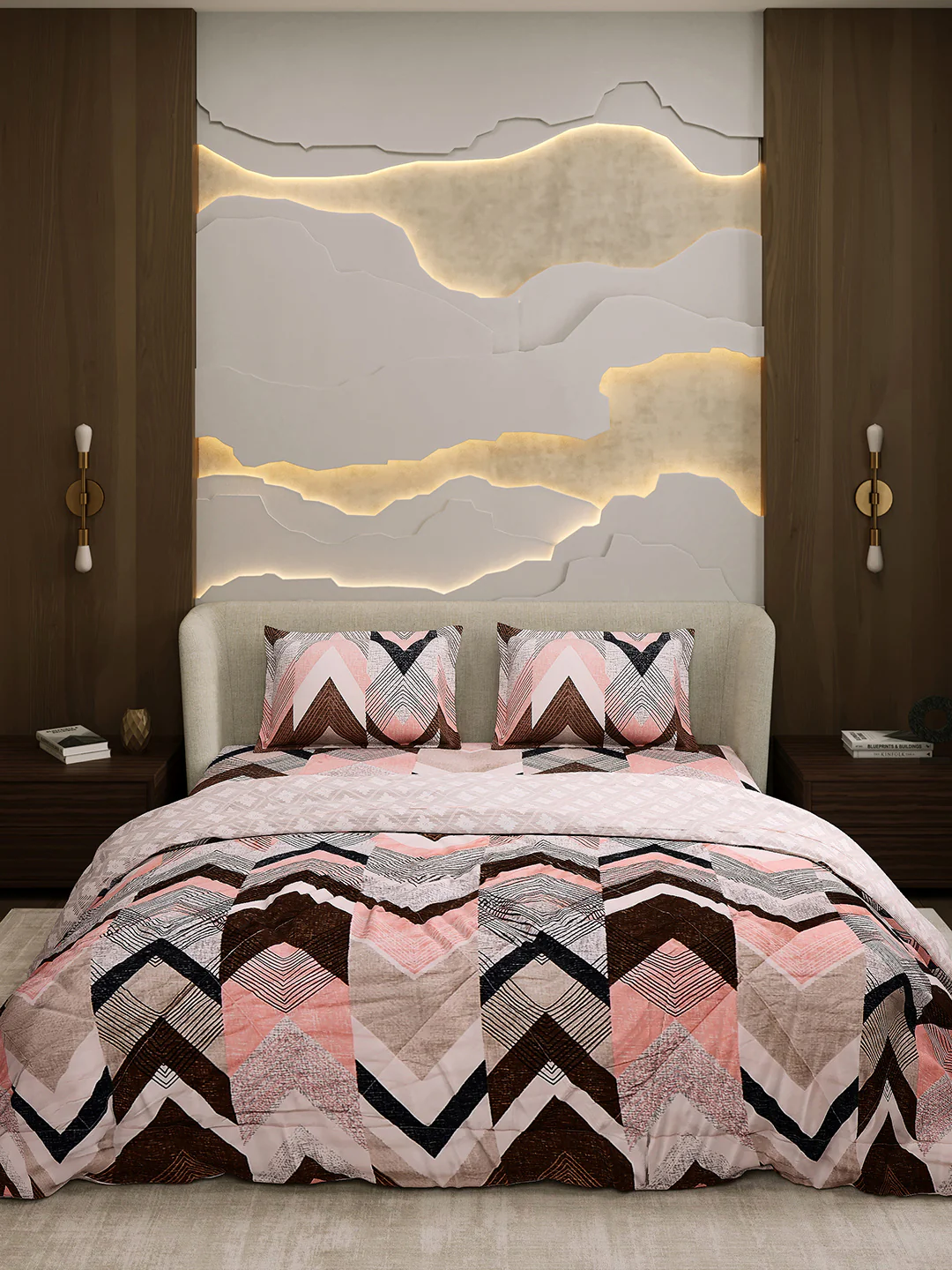 Printed Double Bed 130 GSM 4 Pc Bedding Set (1 Bedsheet, 1 AC Comforter & 2 Pillow Cover) - Image 2