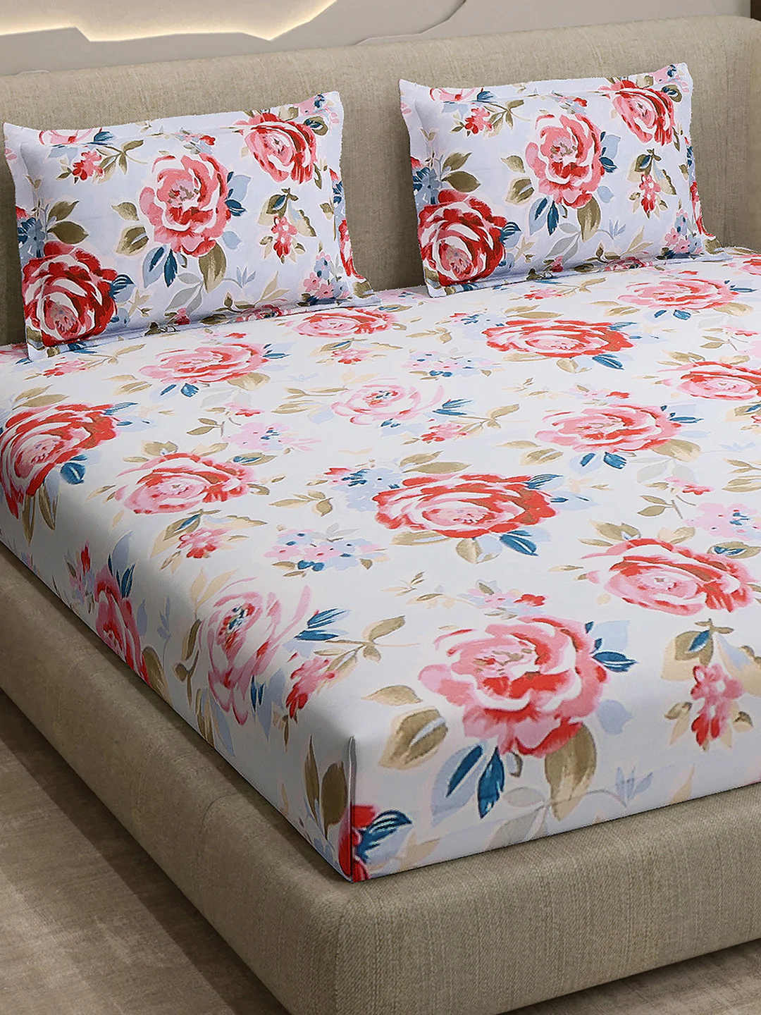 Printed Double Bed 130 GSM 4 Pc Bedding Set (1 Bedsheet, 1 AC Comforter & 2 Pillow Cover) - Image 8