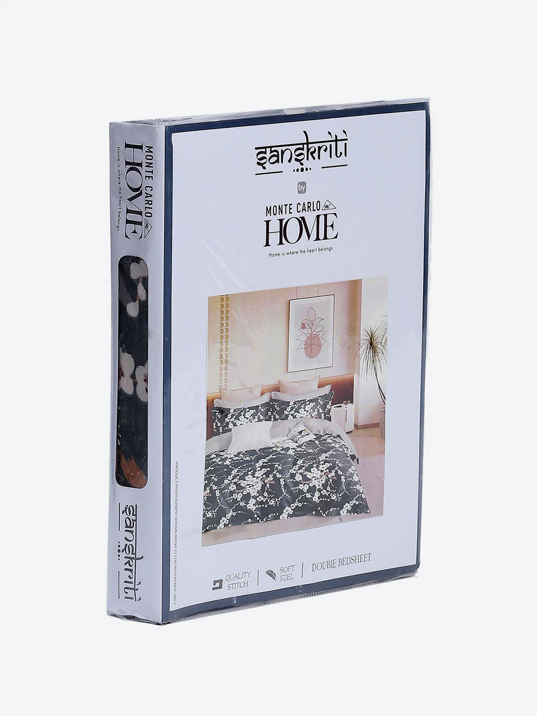 Printed Double Bed 130 GSM 4 Pc Bedding Set (1 Bedsheet, 1 AC Comforter & 2 Pillow Cover) - Image 13