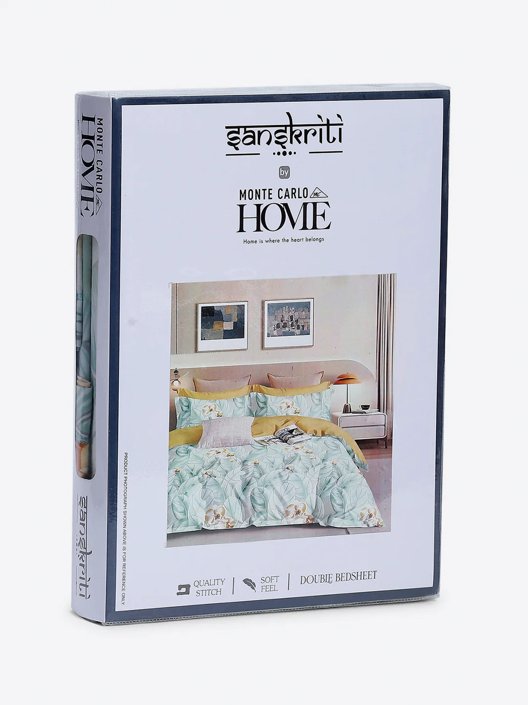 Printed Double Bed 130 GSM 4 Pc Bedding Set (1 Bedsheet, 1 AC Comforter & 2 Pillow Cover) - Image 13