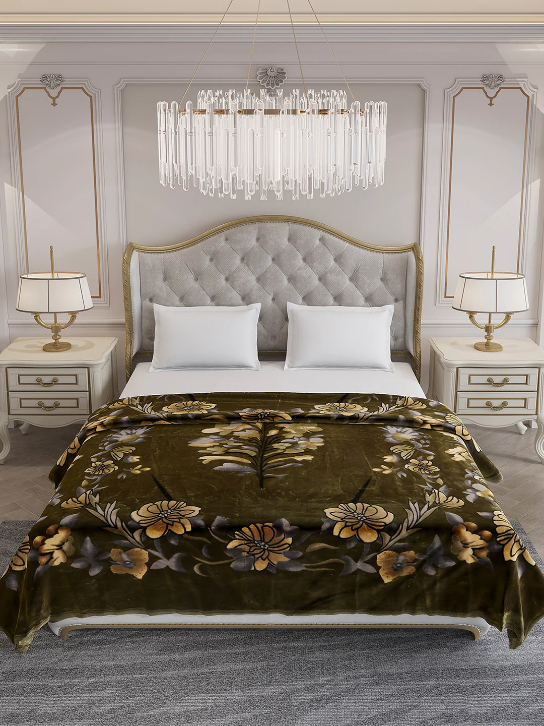 Printed Double Bed 2 Ply, 1042 GSM Blanket for Winter - (Emilia) - Image 3
