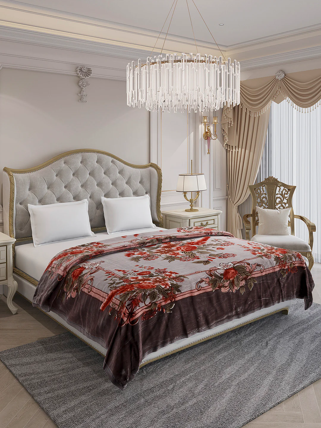 Printed Double Bed 2 Ply, 1042 GSM Blanket for Winter - (Emilia) - Image 4