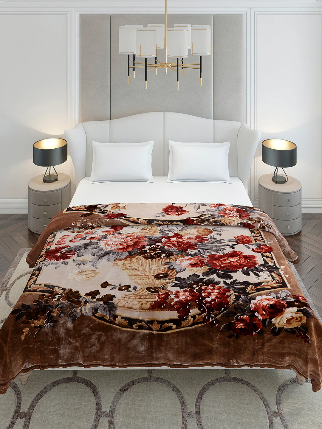 Printed Double Bed 2 Ply, 1042 GSM Cloudy Blanket for Heavy Winter - (Emilia) - Image 3
