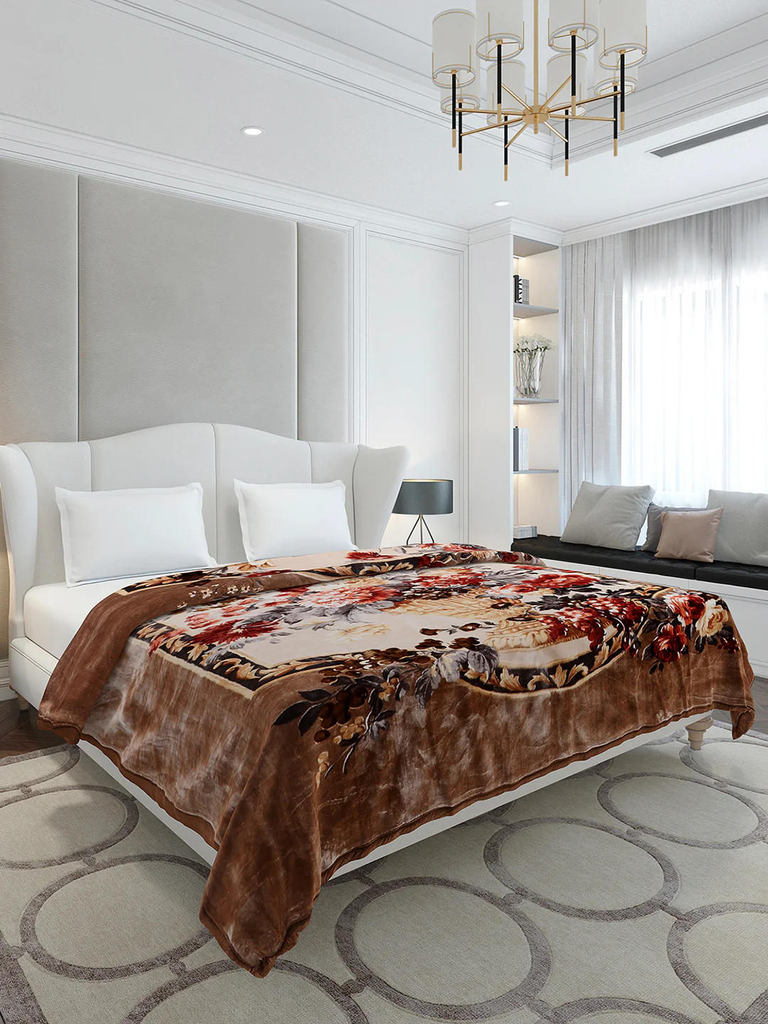 Printed Double Bed 2 Ply, 1042 GSM Cloudy Blanket for Heavy Winter - (Emilia) - Image 4