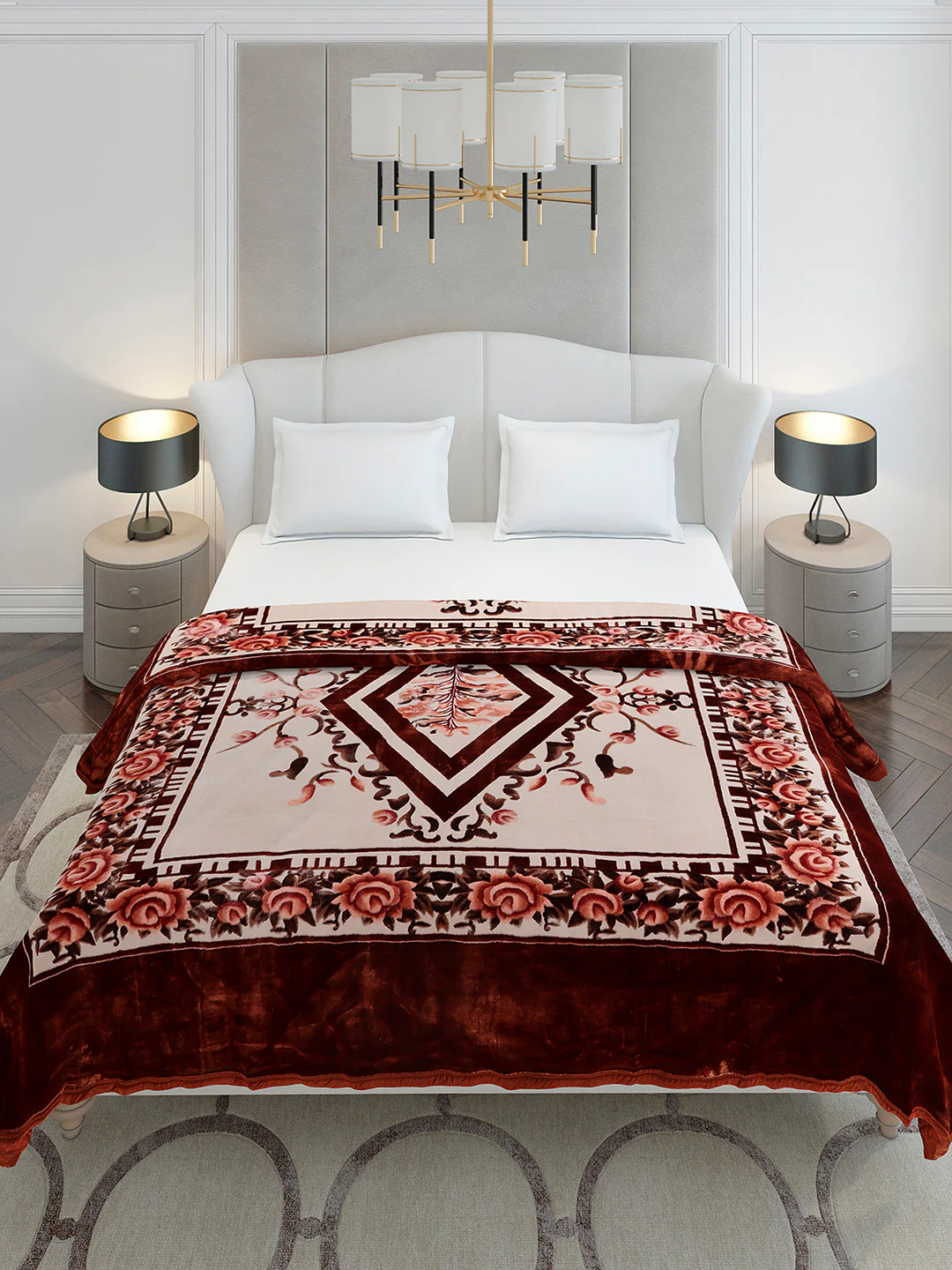 Printed Double Bed 2 Ply, 1042 GSM Cloudy Blanket for Heavy Winter - (Emilia) - Image 3