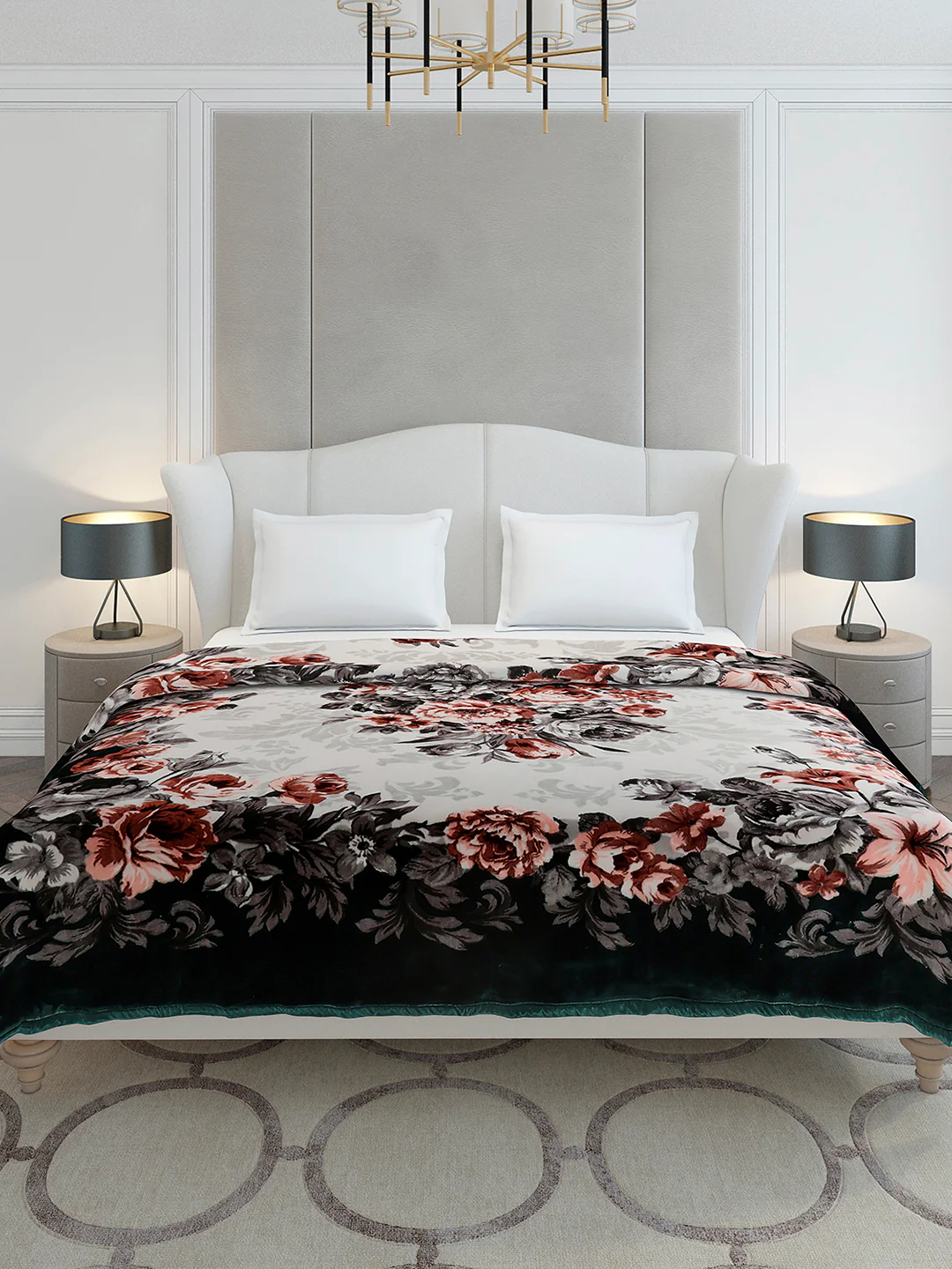 Printed Double Bed 2 Ply, 1042 GSM Cloudy Blanket for Heavy Winter - (Emilia) - Image 2