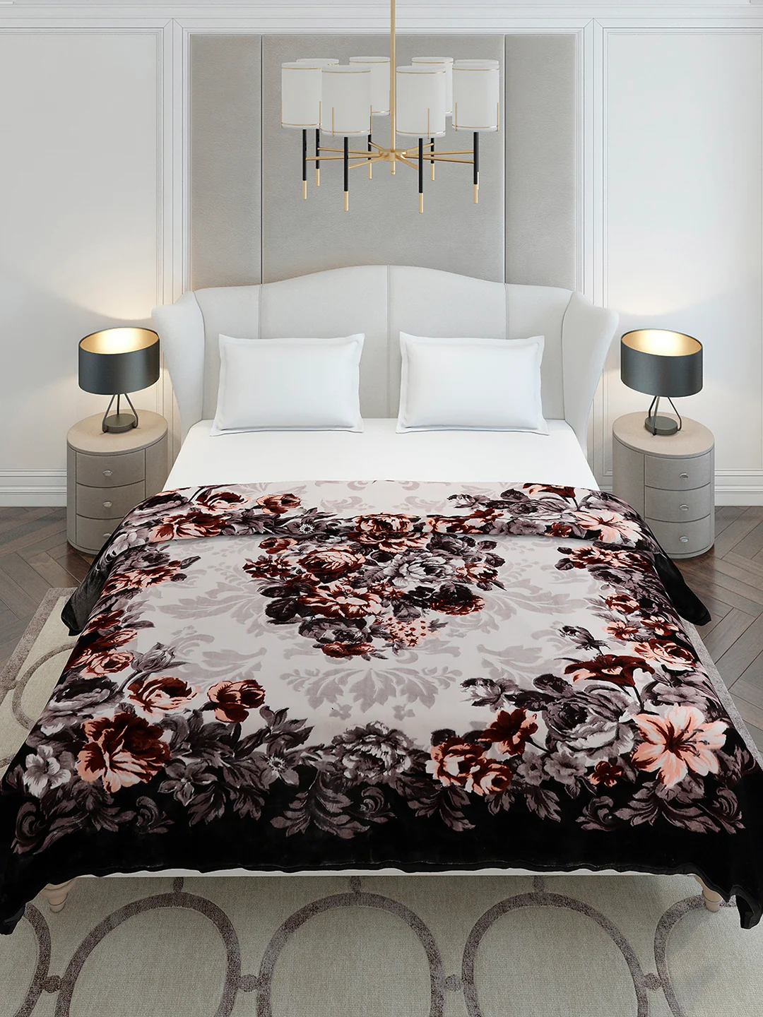 Printed Double Bed 2 Ply, 1042 GSM Cloudy Blanket for Heavy Winter - (Emilia) - Image 3